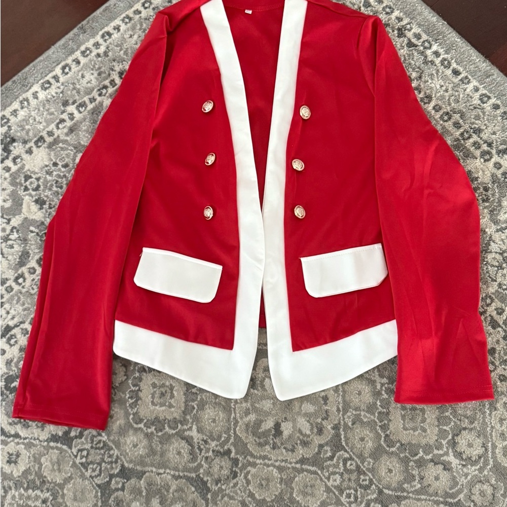 Red and White Women's Blazer